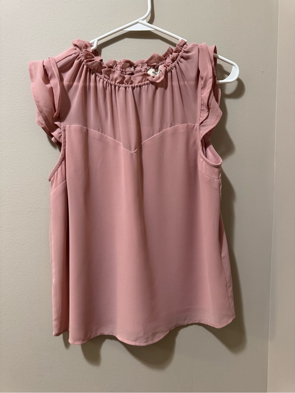 Monteau Women’s Pink Ruffle-Sleeve Shell Top